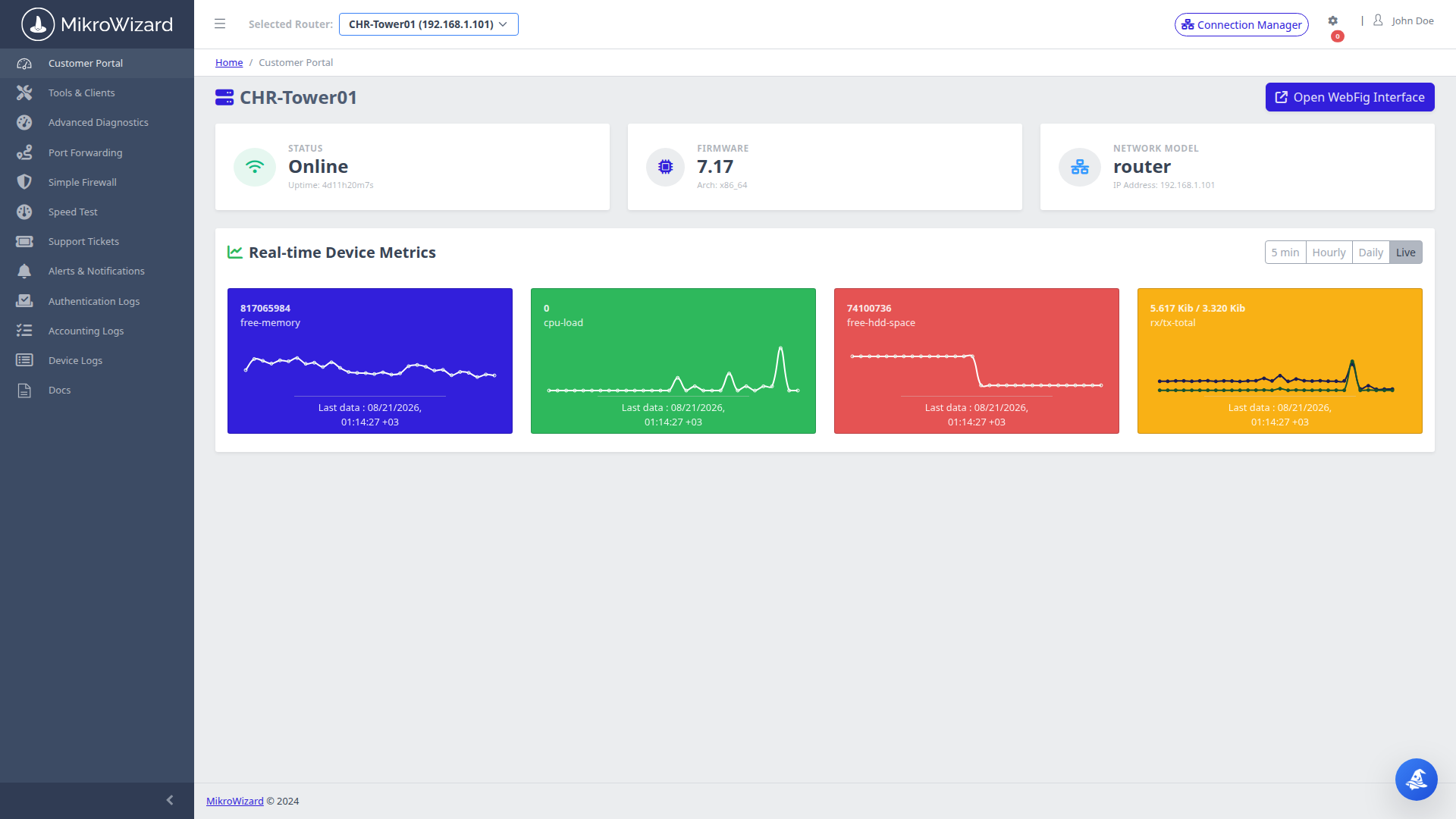 Subscriber Portal Dashboard