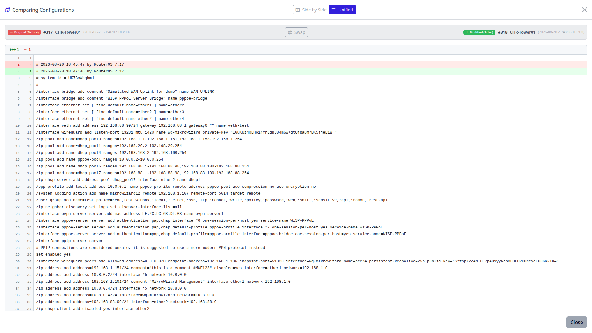 Unified Patch Diff Modal