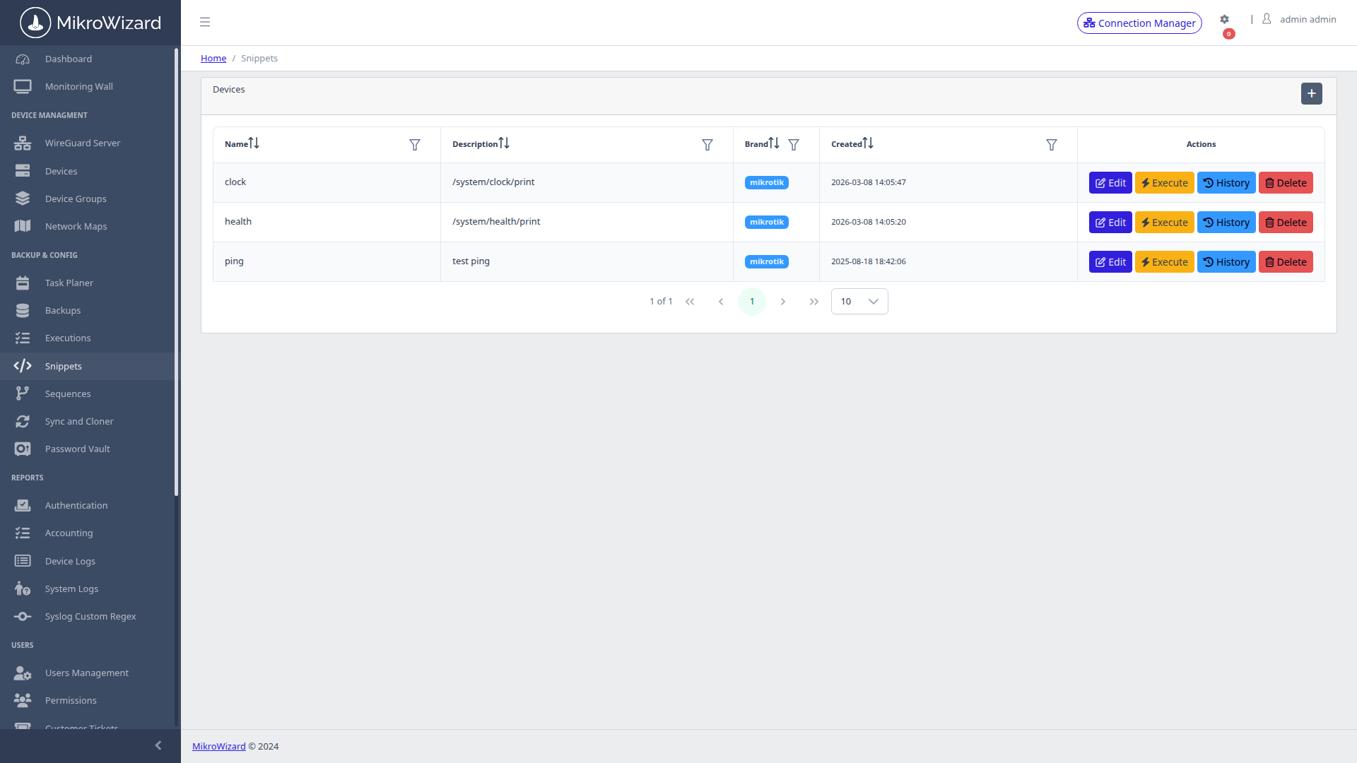 Snippets Library Console