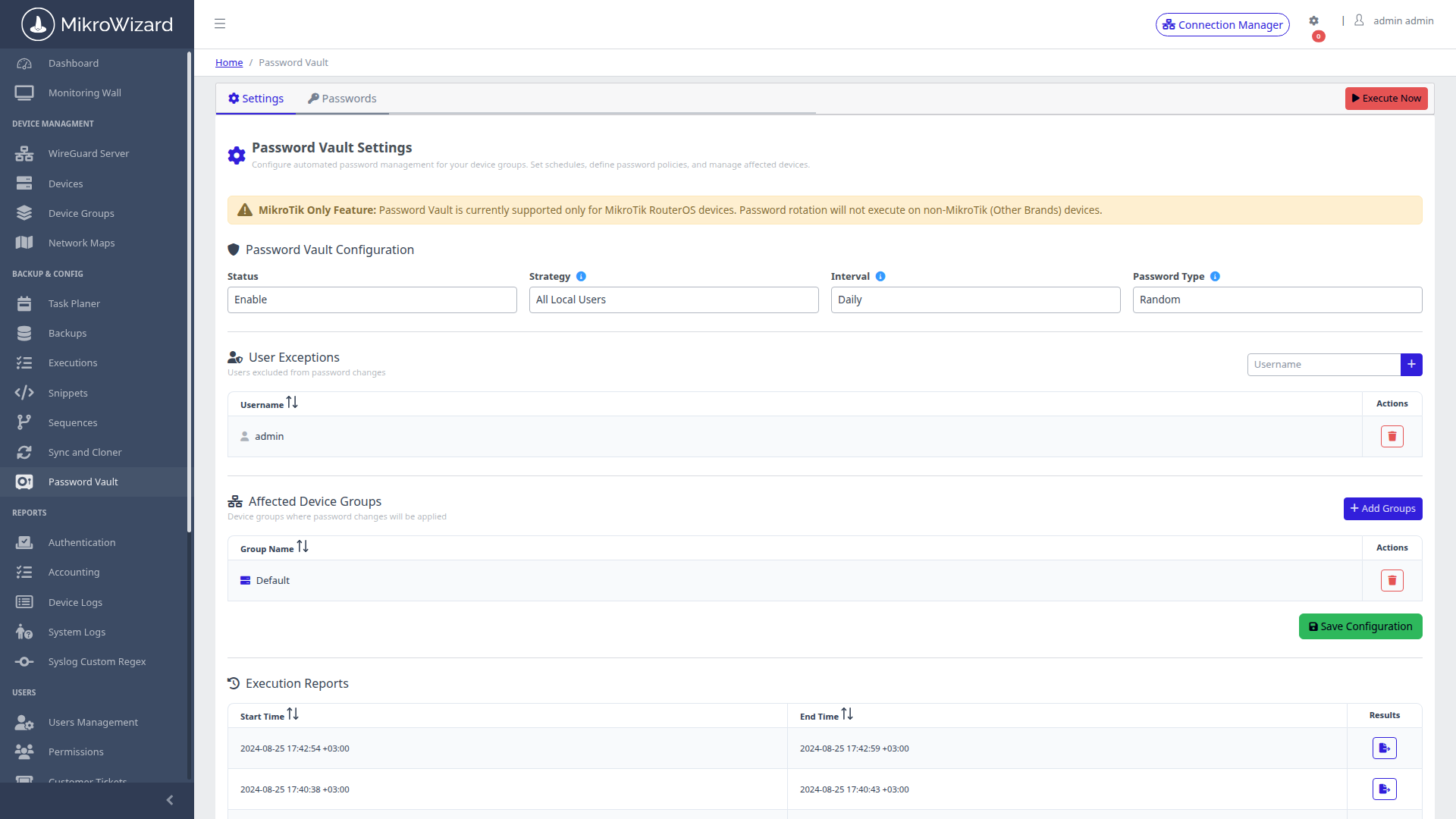 Encrypted Password Vault Policy