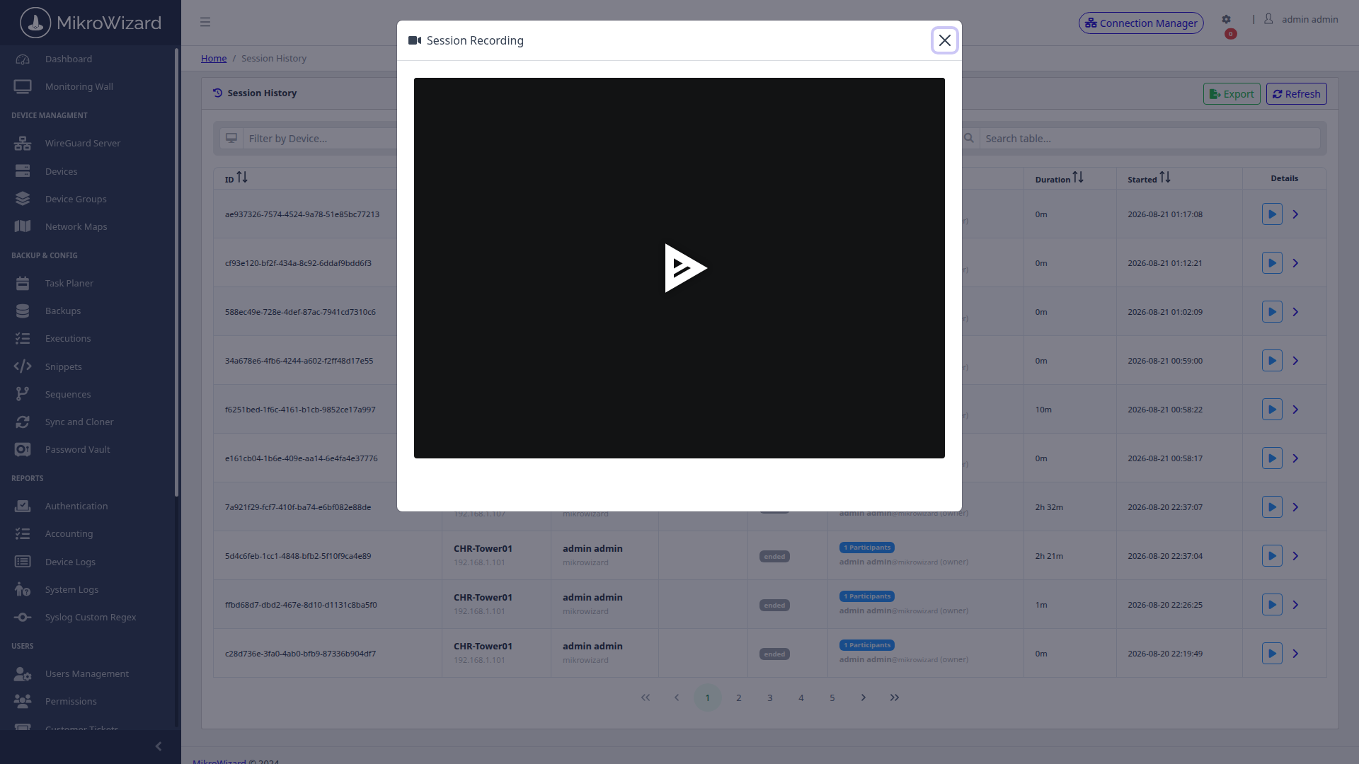 Asciinema Session Playback Player