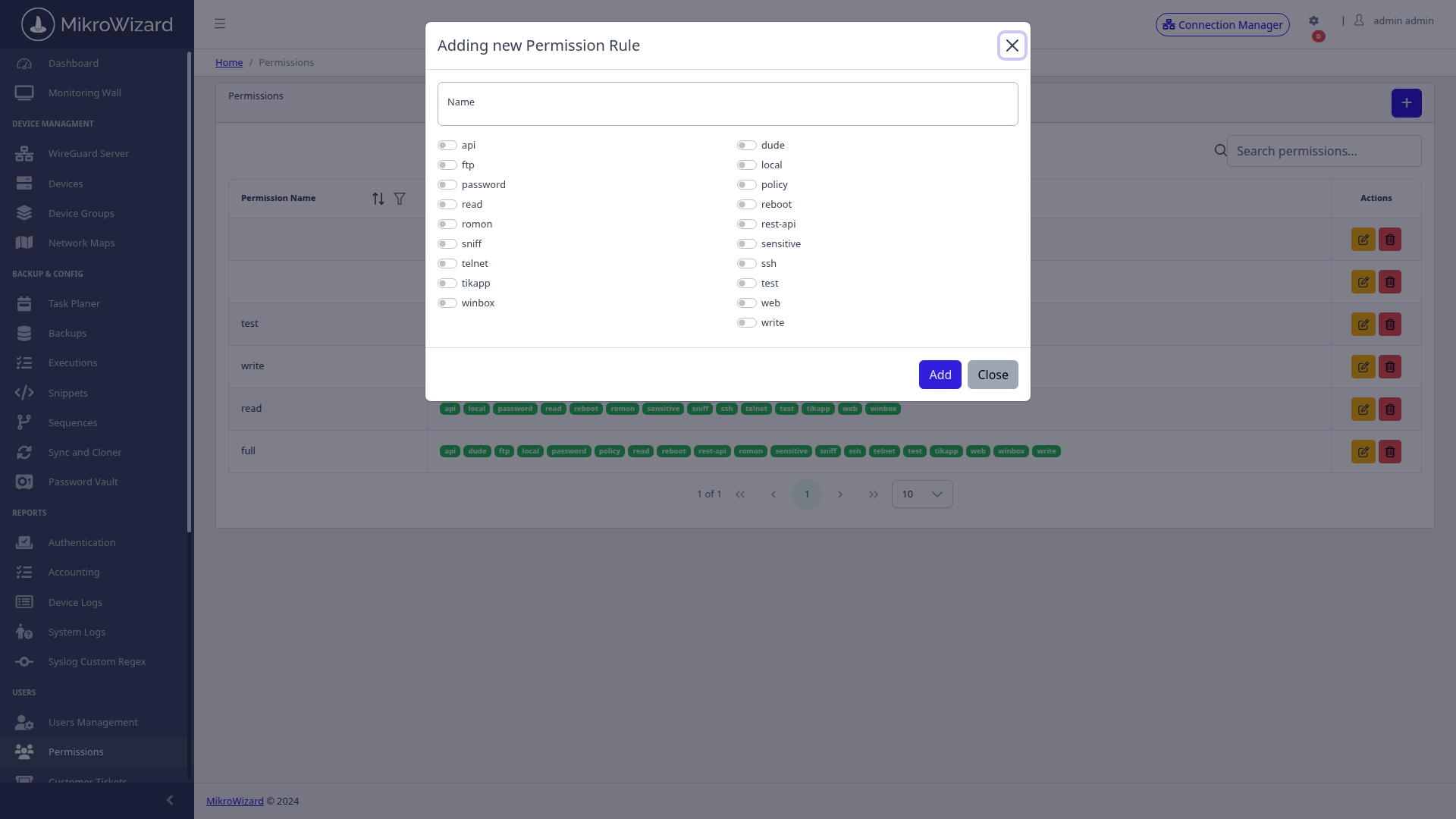 RouterOS 17-Scope Permission Matrix