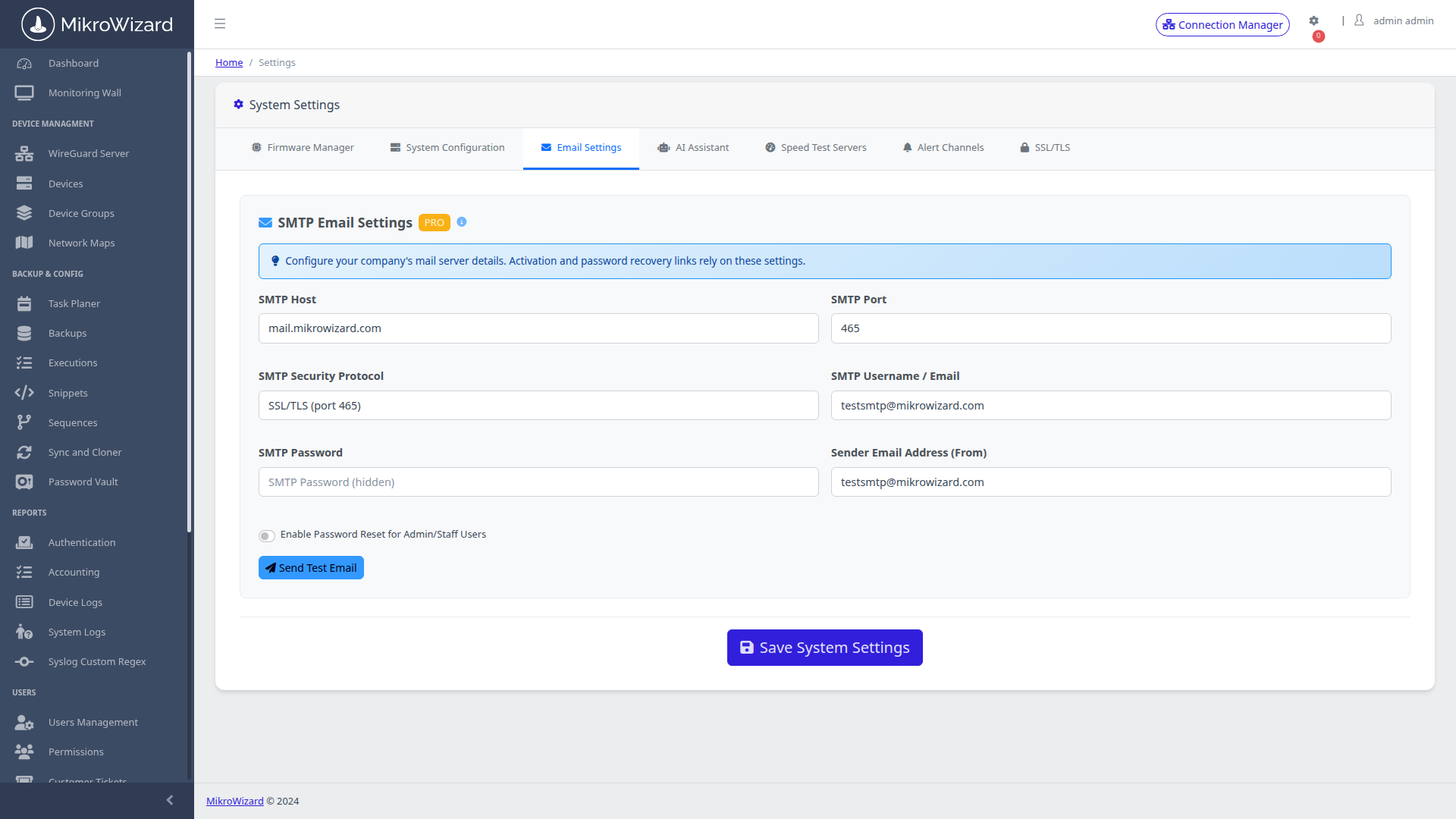 SMTP Email Configuration